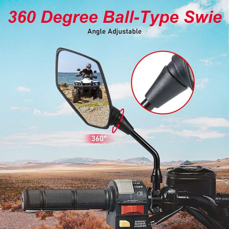 OFIG Motorcycle Mirrors, ATV Mirrors with 7/8" Handlebar Mount Compatible with Motorcycle Scooter Moped ATV Snowmobile Polaris Sportsman Dirt Bike Cruiser Chopper - Image 4